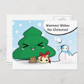 Niedliche Zeichentrickfiguren Weihnachtskarte Feiertagspostkarte (Vorne/Hinten)