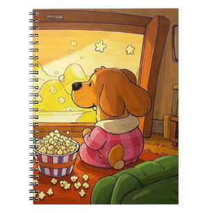 Niedliche Zeichentrickhunde Popcorn und Film Notizblock
