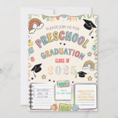 Niedliche Zeichnungen Vorschule Abschluss Pastel H Einladung (Vorderseite)