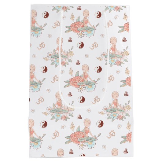 Niedliche Zen Yoga Medizin Lotus Namaste Mittlere Geschenktüte (Rückseite)