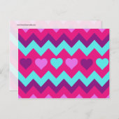 Niedliche Zickzack Herzen Rosa Aquamarin Teen Girl Postkarte (Vorne/Hinten)