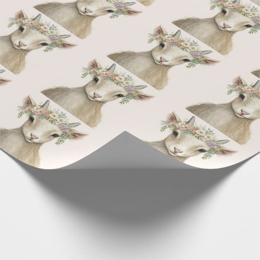 Niedliche Ziege Boho Tierfarbe Geschenkpapier (Ecke)
