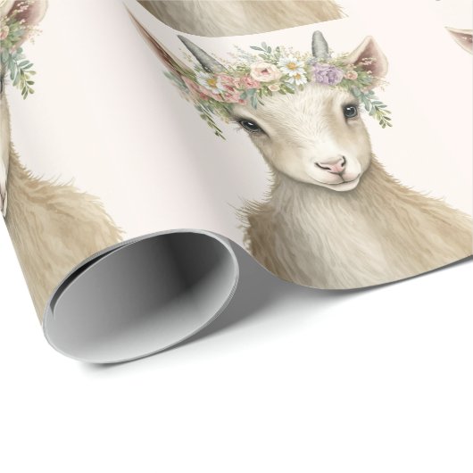 Niedliche Ziege Boho Tierfarbe Geschenkpapier (Rolleneckpunkt)