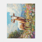 Niedliche Ziege farbenfrohe Wildblume Wiese Fleecedecke (Vorderseite)