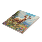 Niedliche Ziege farbenfrohe Wildblume Wiese Fliese (Seite)