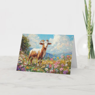 Niedliche Ziege farbenfrohe Wildblume Wiese Karte
