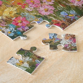 Niedliche Ziege farbenfrohe Wildblume Wiese Puzzle (Seite)