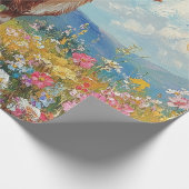Niedliche Ziege farbenfrohe Wildblume Wiesen Entde Geschenkpapier (Ecke)