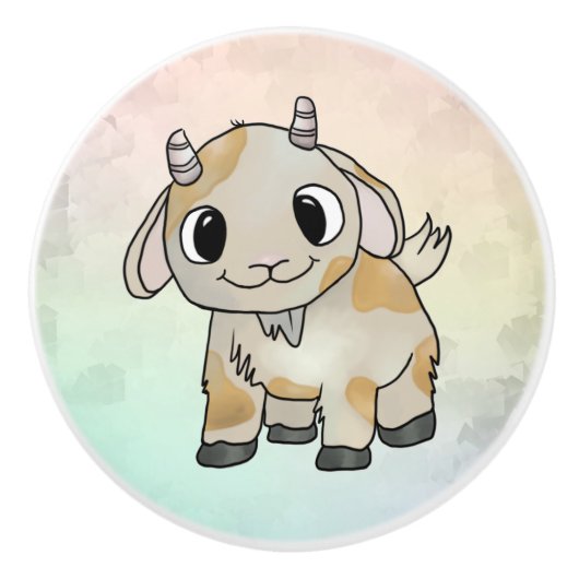 Niedliche Ziege Keramikknauf (Vorderseite)