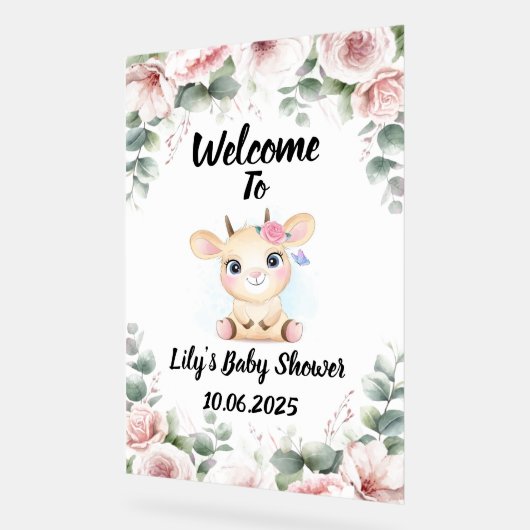 Niedliche Ziege Kinderdusche Acrylzeichen Acrylschild (Winkel)