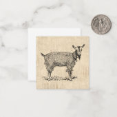 Niedliche Ziege mit Bell Illustration Antike Schri Mitteilungskarte (Vorderseite/Rückseite Beispiel)