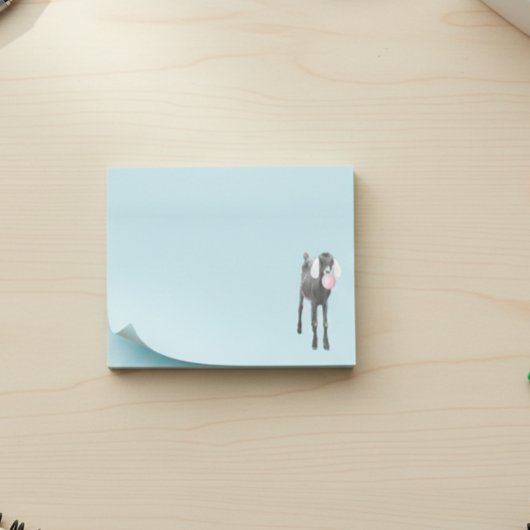 Niedliche Ziege mit rosa Kaugummi Post-it Klebezettel