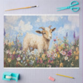 Niedliche Ziege, umgeben von Wildblumen Seidenpapier (Basteln)
