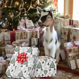 Niedliche Ziege Weihnachtsbaum dekorieren Geschenkpapier