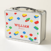 Niedliche Ziegel Gebäude Blockiert Kinder Metall Brotdose (Rückseite)