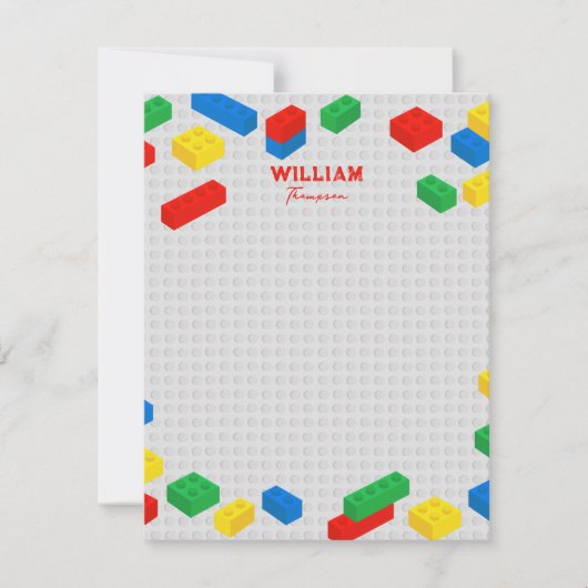 Niedliche Ziegel Gebäude Blockiert Kinder Mitteilungskarte (Vorderseite)