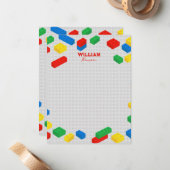 Niedliche Ziegel Gebäude Blockiert Kinder Mitteilungskarte (Vorderseite/Rückseite Beispiel)