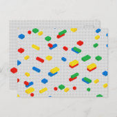 Niedliche Ziegel Gebäude Blockiert Kindermuster Feiertagspostkarte (Vorne/Hinten)