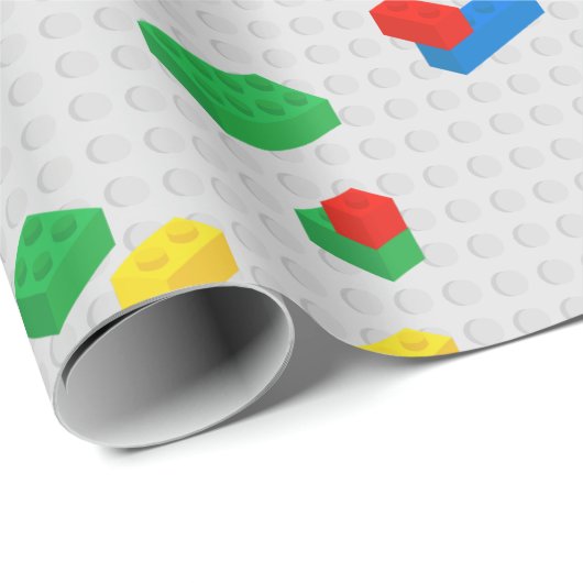 Niedliche Ziegel Gebäude Blockiert Kindermuster Geschenkpapier (Rolleneckpunkt)