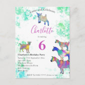 Niedliche Ziegen 6. Geburtstagsparty Einladungspostkarte (Vorderseite)