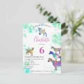 Niedliche Ziegen 6. Geburtstagsparty Einladungspostkarte (Stehend Vorderseite)