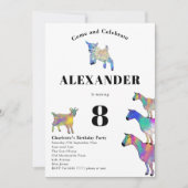 Niedliche Ziegen farbenfrohe Landtiere 8. Geburtst Einladung (Vorderseite)