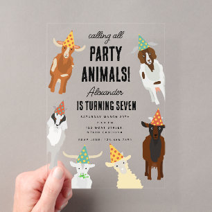 Niedliche Ziegen-Farm-Party-Tiere Ziegen-Geburtsta Acryleinladungen
