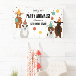 Niedliche Ziegen-Farm-Party-Tiere Ziegen-Geburtsta Banner