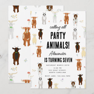 Niedliche Ziegen-Farm-Party-Tiere Ziegen-Geburtsta Einladung