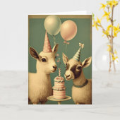 Niedliche Ziegen Geburtstagsparty Grußkarte Karte (Gelbe Blume)