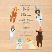 Niedliche Ziegen Party Tiere Ziegen Kinderdusche Acryleinladungen (Vorderseite)