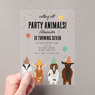 Niedliche Ziegen Party Ziegen Geburtstag Thema Acryleinladungen
