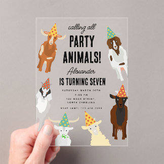Niedliche Ziegen Party Ziegen Geburtstag Thema Acryleinladungen