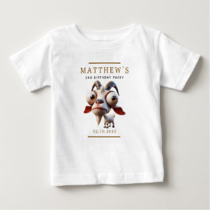 Niedliche Ziegenfarm Tiere 2. Geburtstag Party Baby T-shirt