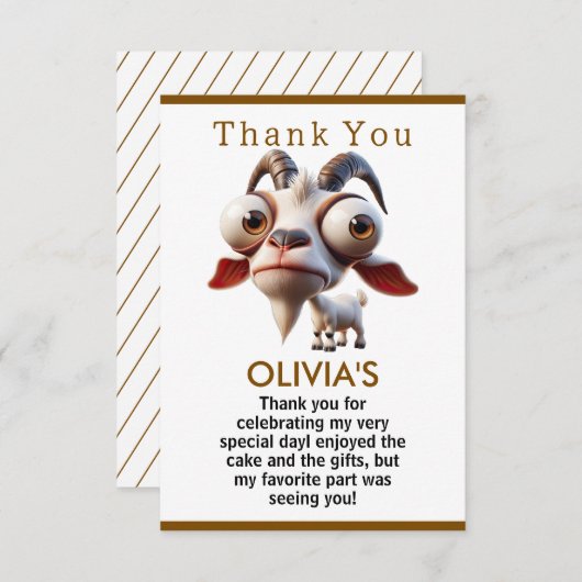 Niedliche Ziegenfarm Tiere 2. Geburtstag Party Dankeskarte (Vorne/Hinten)