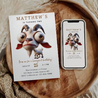 Niedliche Ziegenfarm Tiere 2. Geburtstag Party Einladung