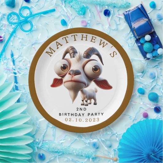 Niedliche Ziegenfarm Tiere 2. Geburtstag Party Pappteller (Party)