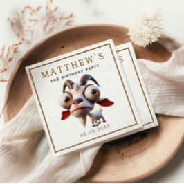 Niedliche Ziegenfarm Tiere 2. Geburtstag Party Serviette