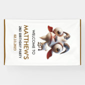 Niedliche Ziegenfarm Tiere 2. Geburtstag Party Wil Banner (Horizontal)