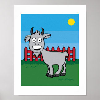 Niedliche ZiegenIllustration Kids Farm Animal Art Poster