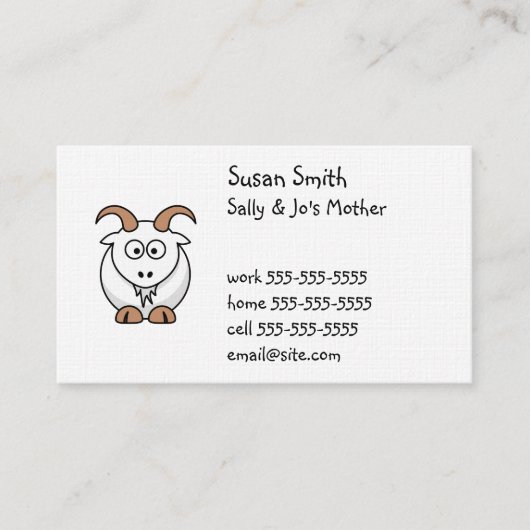Niedliche Ziegenkarte Visitenkarte (Vorderseite)