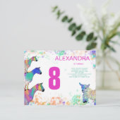 Niedliche Ziegenmädchen 8. Geburtstagsparty Einladungspostkarte (Stehend Vorderseite)