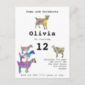 Niedliche Ziegenmädchen Geburtstagsparty Einladungspostkarte (Vorderseite)