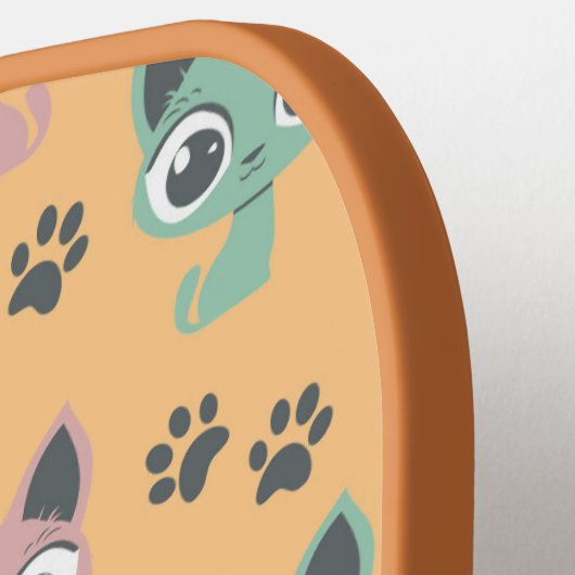 Niedliche Zierkugeln mit animiertem Kittenmuster Pickleball Schläger (Linke Seite)