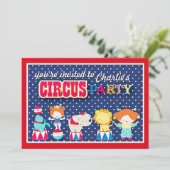 Niedliche Zirkus-Party Einladung (Stehend Vorderseite)
