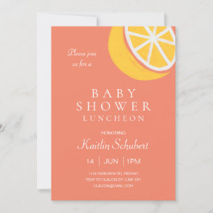 Niedliche Zitrone auf Coral Baby Dusche Mittagesse Einladung