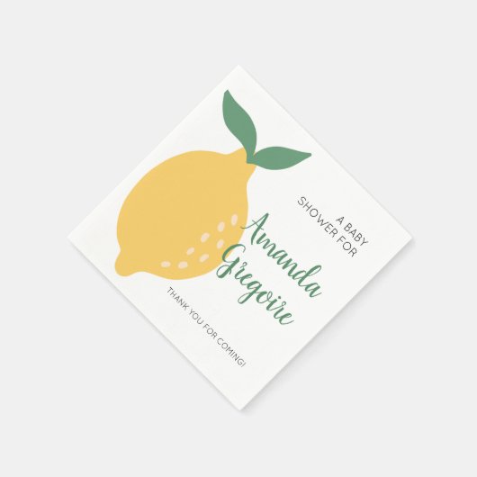 Niedliche Zitrone und Blätter Obstmutterdusche Serviette (Ecke)