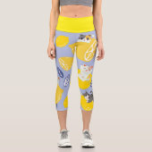 Niedliche Zitronen und Katzen Capri Leggings (Vorderseite)