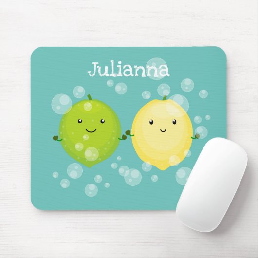 Niedliche Zitronenfreunde Limone Cartoon-Abbildung Mousepad (Mit Mouse)