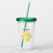 Niedliche Zitronenfrüchte Cartoon Blasen Veranscha Acryltrinkbecher (Rückseite)